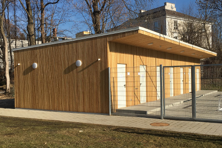 Holzfassade und Dachkonstruktion, Paulinum Graz